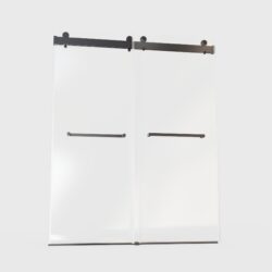 Frameless Double Sliding Soft-Close Shower Door, 3 / 8" (10Mm) Thick SGCC Tempered Glass Door, Matte - Black