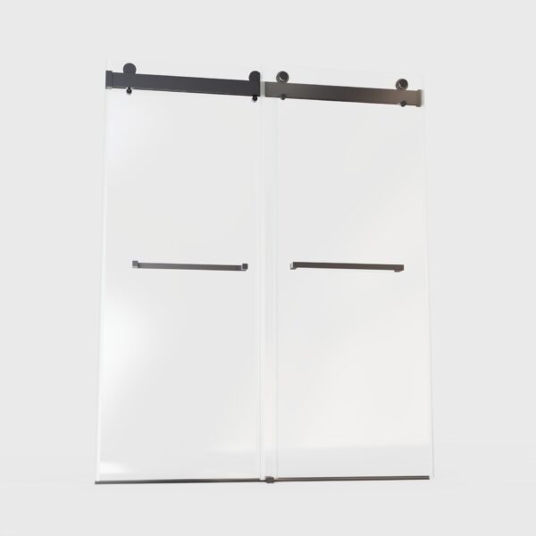 Frameless Double Sliding Soft-Close Shower Door, 3 / 8" (10Mm) Thick SGCC Tempered Glass Door, Matte - Black