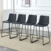 (Set of 2) Modern Minimalist Style Material Bar Stools, Suitable For Kitchen, Bar And Modern Home Design - Black - Image 6