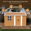 Heavy Duty Metal Storage Shed With Windows, Lockable Door & Ventilation Weatherproof Outdoor Garden Shed - Brown - Image 5