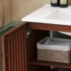 30" Vintage Bathroom Vanity With Ceramic Sink, Modern Bathroom Vanity Cabinet With 2 Soft Close Doors, Equpiied With 4 Sturdy Iron Legs - Antique Dark Brown - Image 14