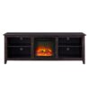 Modern Transitional Wood 70" Fireplace TV Stand For 80" TVs With 2 Shelves - Espresso - Image 2