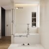 Aluminium Alloy Bathtub Shower Door With SGCC Tempered Glass - Brushed Nickel - Image 4