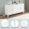 4 Door Sideboard Storage Cabinet With Door Shelf For Living Room And Dining Room, 2 Large Cabinets With Adjustable Shelf - White - Image 6