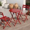 3 Piece Patio Bistro Set Of Foldable Round Table And Chairs - Red - Image 3