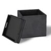 Rockwood - Cube Storage Ottoman With Tray - Distressed Black - Image 3