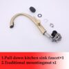 Elegant Single Handle Stainless Steel Pull Out Kitchen Faucet With High Arch Spout - Brushed Gold - Image 7