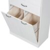 Modern Bathroom Storage Cabinet With 2 Laundry Baskets, 1 Drawer, Adjustable Shelf - White - Image 22