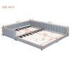 Queen & Twin Long Size Upholstered Platform Bed, Mother & Child Bed - Gray - Image 18