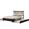 Queen Size Platform Bed With 2 Big Drawers Twin Size Trundle - Espresso - Image 4