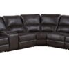 Saul - Faux Leather Power Recliner Sectional Sofa With USB Port Cupholder Console - Espresso - Image 5