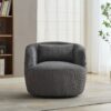 Upholstered Metal Base 360 Degree Swivel Barrel Soft Chair With Pillow, For Club, Living Room, Bedroom, Office As Well As Reading Armchair - Charcoal - Image 4