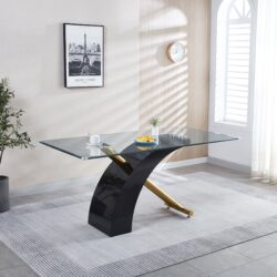 Stylish Dining Room Table, Luxury Glass Top Dining Table, Modern Design For Your House - Black