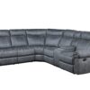 Dollum - Two Tone Nubuck Manual Recliner Sectional Sofa With USB Port Cupholder Console - Gray - Image 3