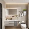 Aluminium Medicine Cabinet Mirror, With 3 Colors LED Light And Defogging Function - Khaki - Image 2