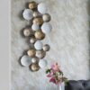 Metal Contemporary Wall Decor Accent, Large Hanging Sculpture For Bedroom Entryway Living Room - Golden / White - Image 3