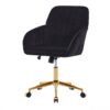 Adjustable Office Chair, Ergonomic Swivel Chair Velvet, Comfortable For Long Sitting - Black - Image 8