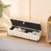 Wide Upholstered Velvet Storage Soft Bench Footstool Ottoman End Of Bed With Metal Legs, Foot Rest For Living Room, Entryway And Bedroom - Beige - Image 8
