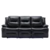 3 Seater Home Theater Recliner Manual Recliner Chair With A Led Light Strip Two Built-In Cup Holders For Living Room - Black - Image 7