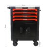 Removable 4 Drawer Metal Tool Cart With Lock - Black / Red - Image 3