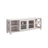 Farmhouse Home Entertainment Center, TV Stand With 4 Shelves And Transparent Center Cabinet - White Oak - Image 3