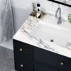 Elegant Vanity Top With Undermount Sink And Backsplash, Sintered Stone - Carrara White Marble - Image 9