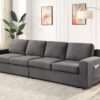 Waylon - Linen 4 Seater Sofa With Pockets - Gray - Image 4