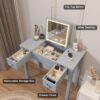 Vanity Table With LED Lights, Flip-Top Mirror And 2 Drawers, Jewelry Storage - Sleek Gray - Image 11