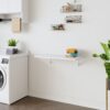 Laundry Room Folding Table Wall Mounted Folding Table For Small Spaces, Fold Down Desk, Workbench, Addition To Garage & Shed - White - Image 5