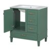 Bathroom Vanity, Modern Bathroom Cabinet With Sink Combo Set, Bathroom Storage Cabinet With A Soft Closing Door And 3 Drawers, Solid Wood Frame - Green - Image 13