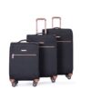 4 Piece Set (16/20/24/28), Softshell Suitcase Spinner Wheels Terylene Luggage Sets Carry On Suitcase Luggage Lightweight Durable Suitcase - Black - Image 8