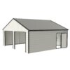 Double Garage Metal Shed With Side Entry Door, Can Storage Power Tools, Motorized Machinery, Farm Equipment, Pick Up Truck - Cream - Image 4