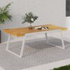 Outdoor Dining Table With Slat Top - Teak / White - Image 7