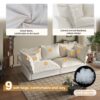 Modern Comfy Upholstered Sofa Cloud Couch, Deep Seat Couches With Multiple Large Soft Pillows, Convertible Deep Seat Chaise Longue For Living Room - Beige - Image 19