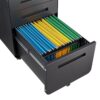 3 Drawer Mobile File Cabinet Under Desk Office, Simple Style Versatile Storage Cabinet For Legal / Letter / A4 Files, 5 Wheel Design Anti-Tilting Cold Rolled Steel Waterproof Moisture-Proof - Black - Image 14