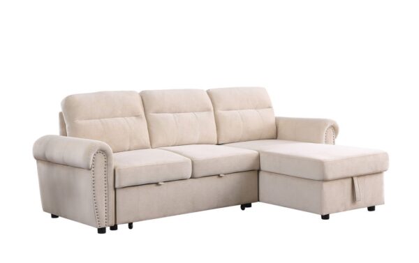 Ashton - Reversible Sleeper Sectional Sofa Chaise - Beige
