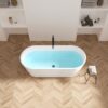 Freestanding Bathtub, Modern & Contemporary Design Soaking Tub With Brushed Nickel Pop-Up Drain And Minimalist Design Overflow - White - Image 5