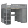 Full Size Loft Bed With Desk, Wardrobes, 4 Drawers And 4 Shelves - Gray - Image 5