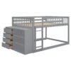 Full Over Full Bunk Bed With 4 Drawers And 3 Shelves - Gray - Image 14