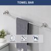 Bathroom Set 4 Pack With Towel Bar Racks, Toilet Paper Holder, Ring, Hook, Stainless Steel - Brushed Nickel - Image 4