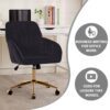 Adjustable Office Chair, Ergonomic Swivel Chair Velvet, Comfortable For Long Sitting - Black - Image 13
