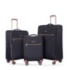 4 Piece Set (16/20/24/28), Softshell Suitcase Spinner Wheels Terylene Luggage Sets Carry On Suitcase Luggage Lightweight Durable Suitcase - Black - Image 5