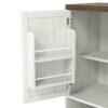 Farmhouse Kitchen Pantry Sideboard With Cabinet And Drawer, Multi Functional Kitchen Buffet With Hutch And Glass Holder, Microwave Stand With Charging Station - Brown / Antique White - Image 22