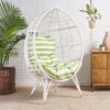 Cosmos - Round Hammered Iron Teardrop Chair - White / Green - Image 9
