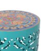 Airy - Outdoor Side Table With Lace Cut Design And Metal Frame - Teal - Image 5