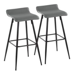 Ale - Contemporary Fixed Height Bar Stool (Set of 2) - Gray / Black