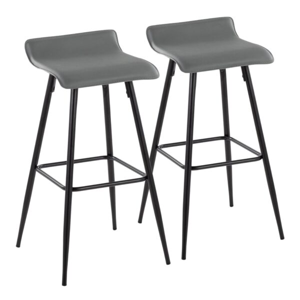 Ale - Contemporary Fixed Height Bar Stool (Set of 2) - Gray / Black
