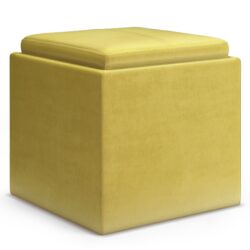 Rockwood - Cube Storage Ottoman With Tray - Dijon Yellow