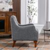 Accent Chair, Living Room Chair, Footrest Chair Set With Vintage Brass Studs, Button Tufted Upholstered Armchair For Living Room, Comfy Reading Chair For Bedroom, Reception Room - Gray - Image 6