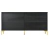 Modern Sideboard Buffet Cabinet With Handleless Press To Open Design, Carved Credenza Storage Cabinet With 4 Doors Construction - Black - Image 13